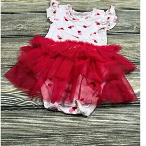 Milkberry Cherry Heart Detail bodysuit with attached tutu size 0-3 months